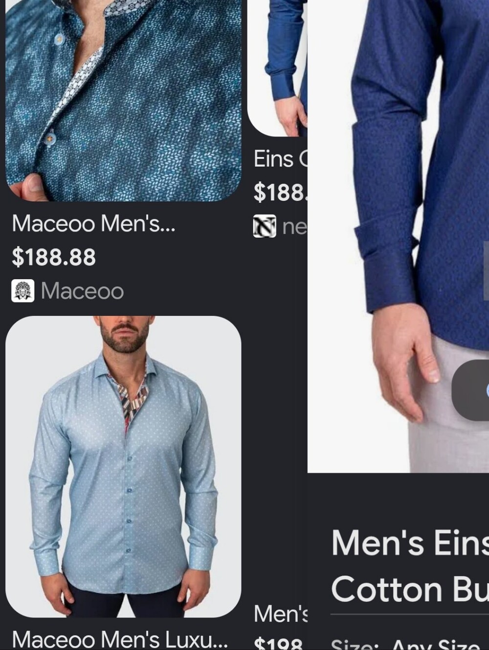 Maceoo Italian Men’s Blue Cotton Button-Up Shirt
